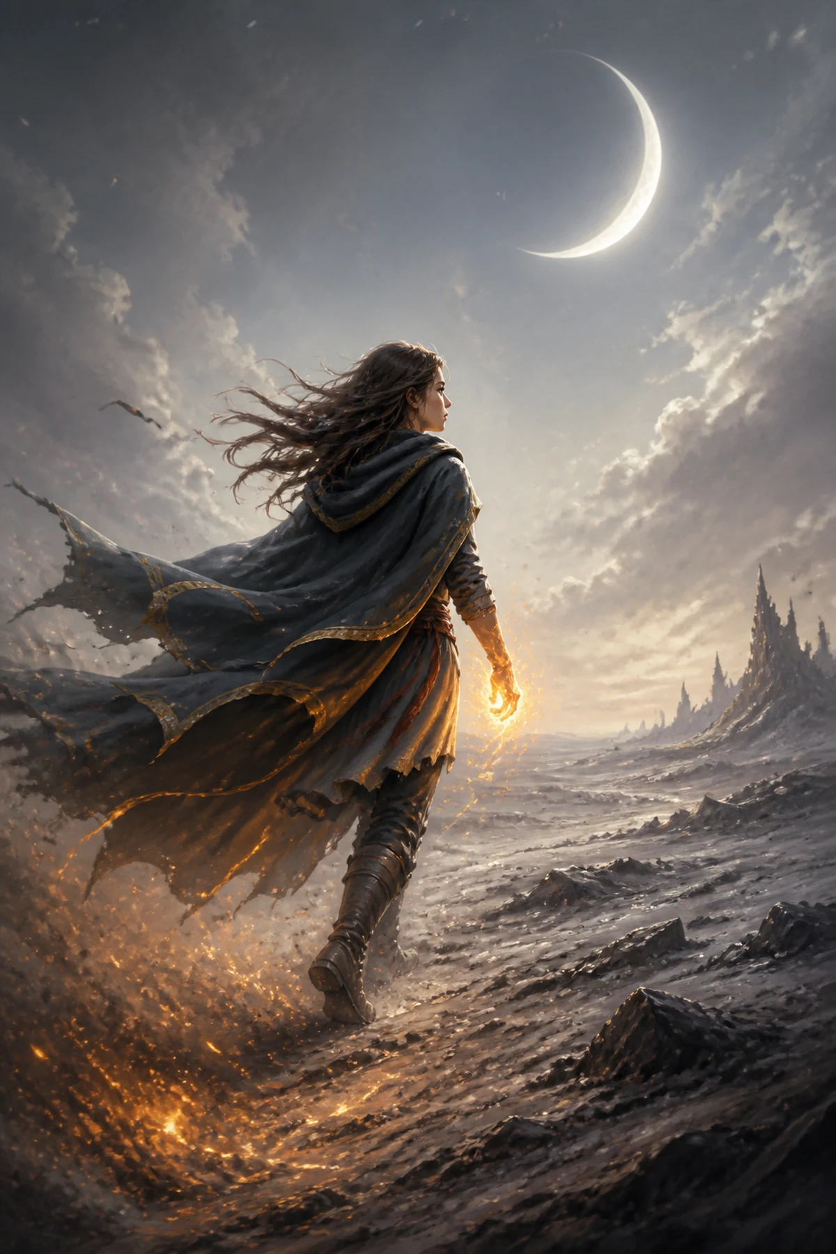 Couverture de Cendrelune, roman de dark fantasy de Denis Moulin