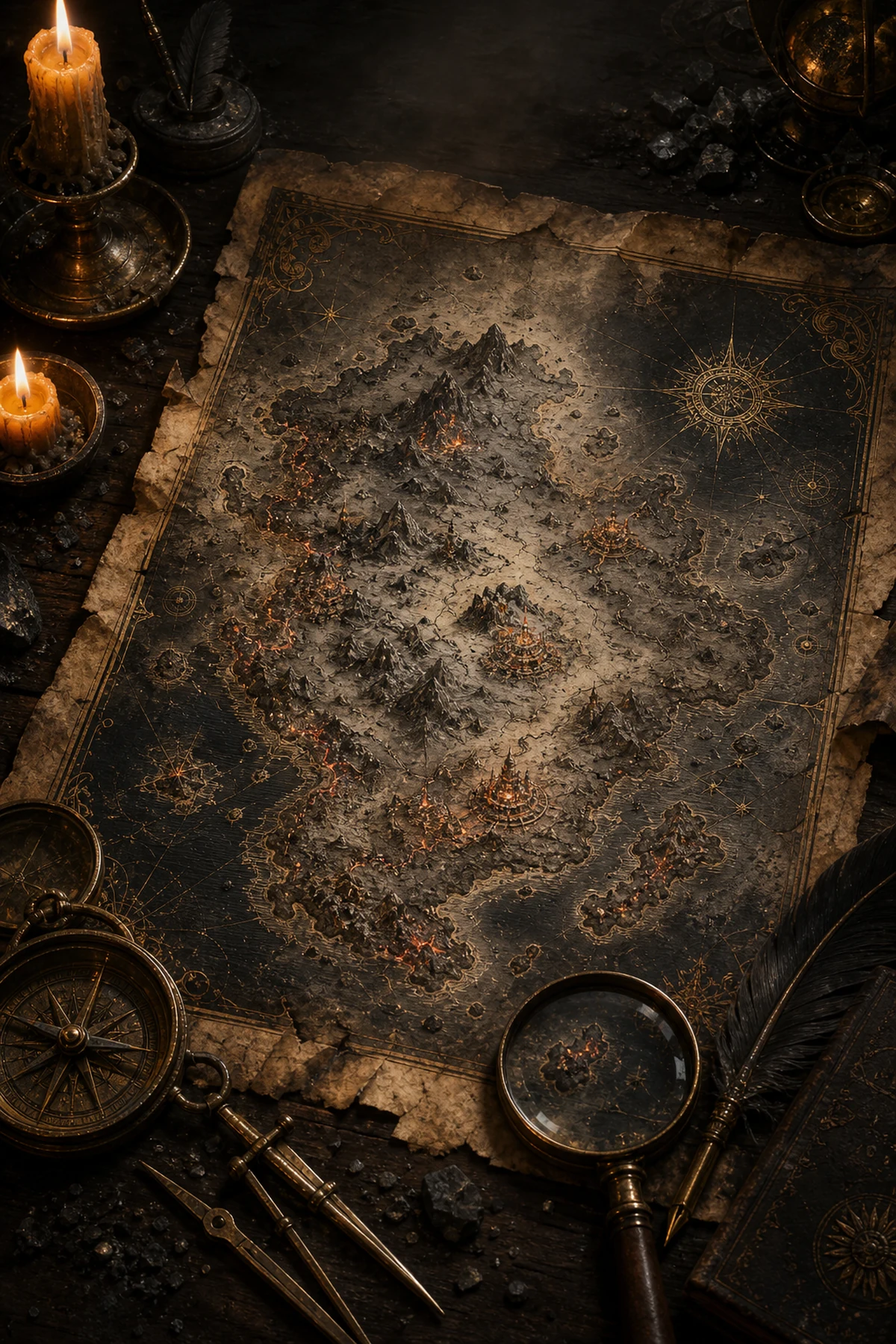 Couverture de L'Atlas des Brumes, roman de dark fantasy de Denis Moulin