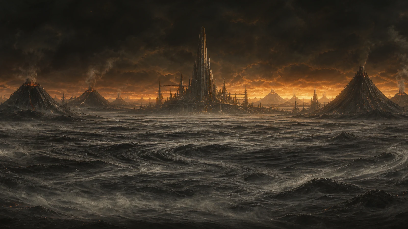 Carte atmosphérique des Marches Grises, monde de dark fantasy de Denis Moulin